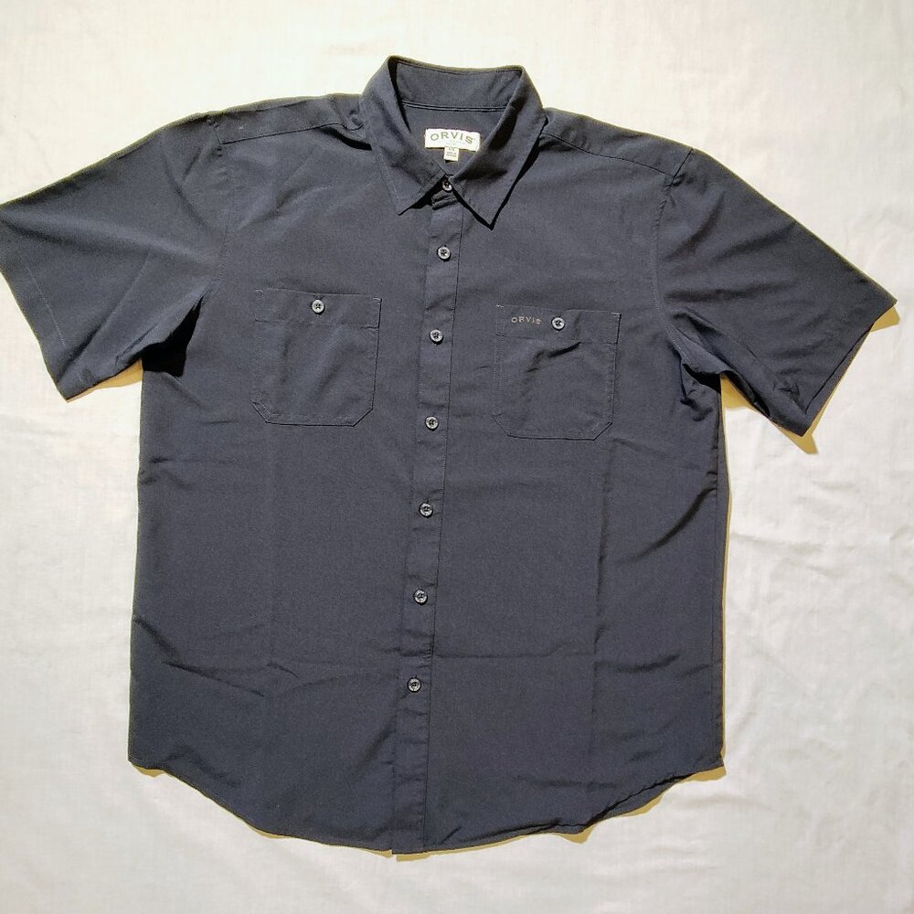 Orvisβ Men's Large Short Sleeve Dark Blue Button-Down Shirt